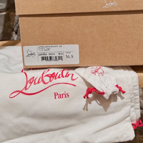 Christian Louboutin Astrilarge 100 Booty Black Leather Heeled Boots - Picture 11 of 11